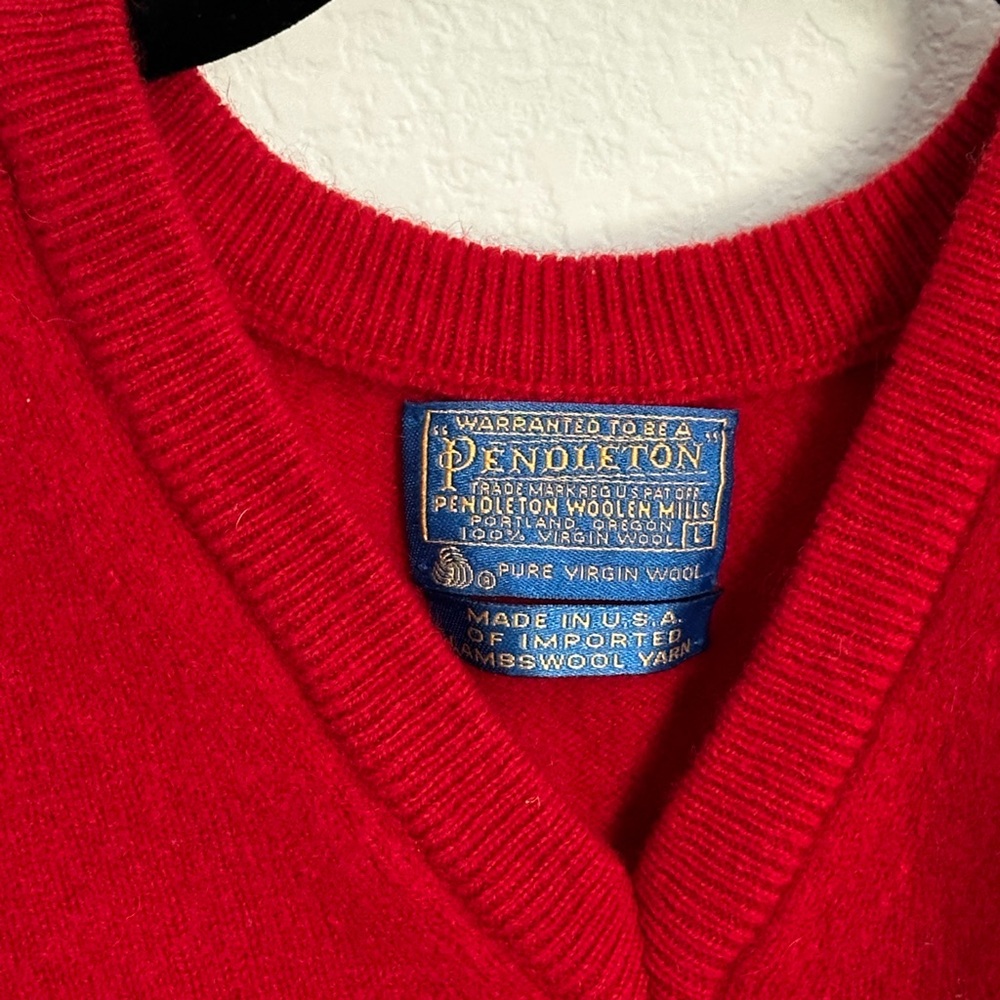 Pendleton Bright Red V-Neck Sweater - image 2